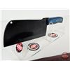 Image 7 : CLEAVER : (Consignor Tag) Blued Stainless Cleaver w/Blue Laminated Handle and Leather Sheath (Total 