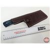 Image 8 : CLEAVER : (Consignor Tag) Blued Stainless Cleaver w/Blue Laminated Handle and Leather Sheath (Total 