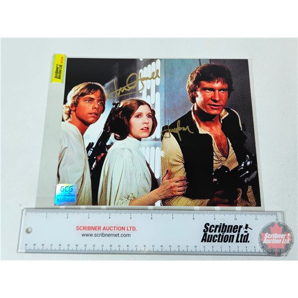 Autographed 8x10 Photo : Star Wars - Mark Hamill - Harrison Ford (Certified : GCG)