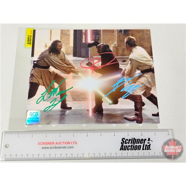 Autographed 8x10 Photo : Star Wars Phantom Menace - Liam Neeson - Ray Park - Ewan McGregor (Certifie