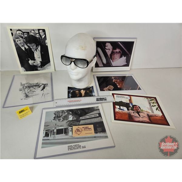 Elvis Unworn Polaroid Sunglasses Dated 1973 Made by Dennis Roberts in Hollywood - with Business Card