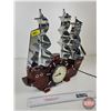 Image 10 : Antique Ship Clock 1940s United Clock Corp of Brookyln NY (Lighted) (Working) (15-3/4"H x 19"W x 3"D