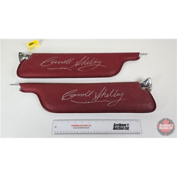Autographed Sun Visors (2) : Consignor Note: 1967 Mustang Signed by Carol Shelby (No COA) (22"W)