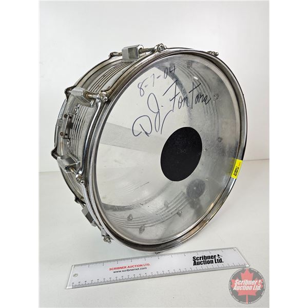 Autographed Snare Drum : Consignor Note: DJ Fontana - Elvis' Drummer (NOTE: Slight Crack : Tape Repa