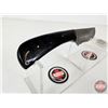 Image 3 : KNIFE : w/ Sheath (Consignor Note: Damascus Skinning Knife Micarta Handle Leather Sheath) (Total Len