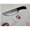 Image 5 : KNIFE : w/ Sheath (Consignor Note: Damascus Skinning Knife Micarta Handle Leather Sheath) (Total Len