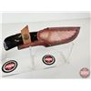 Image 7 : KNIFE : w/ Sheath (Consignor Note: Damascus Skinning Knife Micarta Handle Leather Sheath) (Total Len