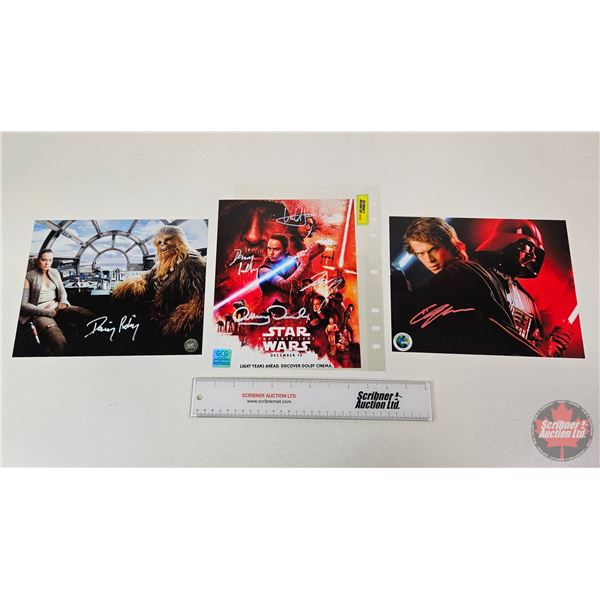 Autographed 8x10 Photos (3) : Star Wars  - Daisy Ridley - Hayden Christensen - etc