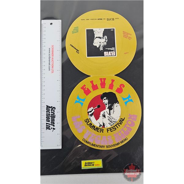 Elvis Las Vegas Hilton Menu (Consignor Note : Rare Hilton Hotel Summer Festival Record Shaped Two Si