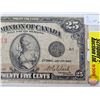 Image 3 : Dominion of Canada Twenty Five Cent 1923 "Shinplaster" : Campbell/Clark #663333 (Note: Two-Digit Ser