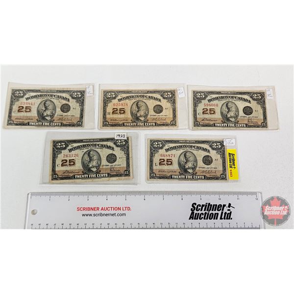 Dominion of Canada Twenty Five Cent 1923 "Shinplaster" (5) : ~ Campbell/Clark #668871 ~ McCavour/Sau