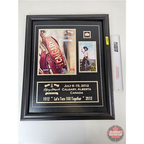 Calgary Stampede 100th Anniversary Framed & Matted Picture w/ Collector Pin (No Glass) (22-1/2"H x 1