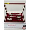 Image 1 : Silver Plated Spoons (3) (c. 1930's) In Wood Case : - Charlie McCarthy (2) - Betty Lou (1) (Case Mea