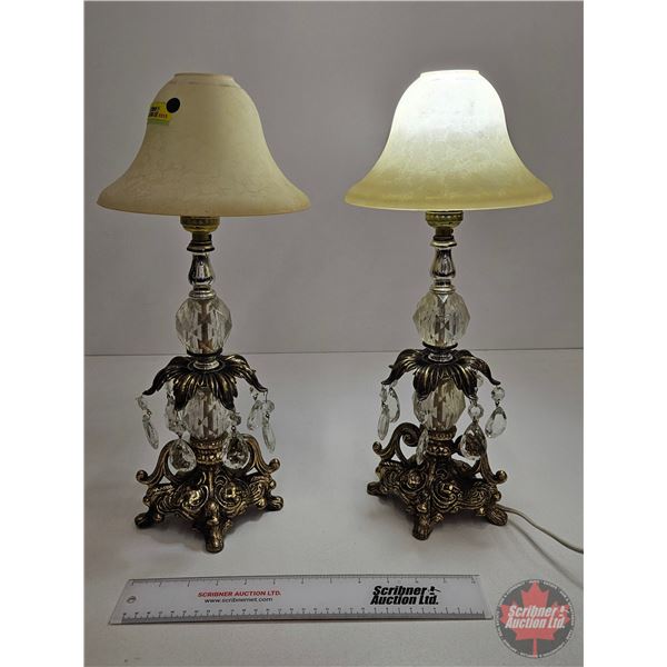 Pair of Crystal Vintage Bedside Lamps  (17"H)