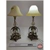 Image 1 : Pair of Crystal Vintage Bedside Lamps  (17"H)