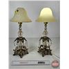 Image 2 : Pair of Crystal Vintage Bedside Lamps  (17"H)