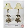Image 3 : Pair of Crystal Vintage Bedside Lamps  (17"H)