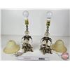 Image 6 : Pair of Crystal Vintage Bedside Lamps  (17"H)