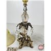 Image 8 : Pair of Crystal Vintage Bedside Lamps  (17"H)