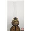 Image 12 : Brass Parlor Lamp : (Burner : Consolidated) : Red Globe  (Adjustable Height : 5' - 7')