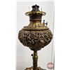 Image 14 : Brass Parlor Lamp : (Burner : Consolidated) : Red Globe  (Adjustable Height : 5' - 7')