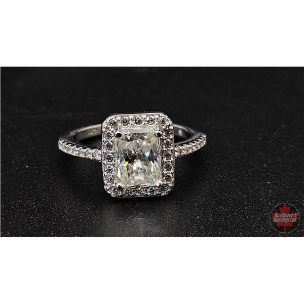 Ladies Ring : Size 6-3/4 : Sterling Silver : 34 Round Cut Cubic Zirconium's w/Appraisal $1450.00 (CD