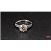 Image 2 : Ladies Ring : Size 7-1/2 (Adjustable Ring Shank) : Sterling Silver w/ One Prong Set Round Cut Moissa