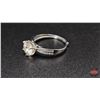 Image 4 : Ladies Ring : Size 7-1/2 (Adjustable Ring Shank) : Sterling Silver w/ One Prong Set Round Cut Moissa