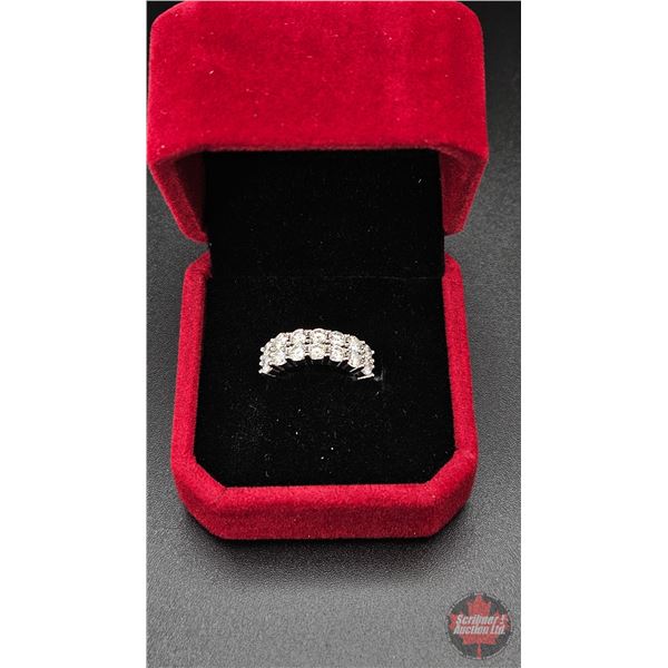 Ladies Ring : Size 5 : Sterling Silver w/18 Set Moissanites w/Appraisal $1200.00 (CDN)