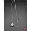 Image 3 : Ladies Pendant : Sterling Silver : Very Fine Chain w/One Round Cut Light Blue Moissanite (Approx. 3.