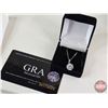 Image 6 : Ladies Pendant : Sterling Silver : Very Fine Chain w/One Round Cut Light Blue Moissanite (Approx. 3.