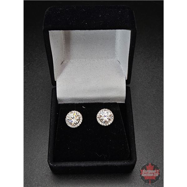 Pair Sterling Silver 925 Marked Stud Earrings (Threaded Post - Screw On/Off) Contains 40 Shared Pron