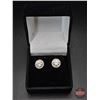 Image 1 : Pair Sterling Silver 925 Marked Stud Earrings (Threaded Post - Screw On/Off) Contains 40 Shared Pron