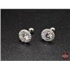 Image 2 : Pair Sterling Silver 925 Marked Stud Earrings (Threaded Post - Screw On/Off) Contains 40 Shared Pron