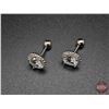 Image 4 : Pair Sterling Silver 925 Marked Stud Earrings (Threaded Post - Screw On/Off) Contains 40 Shared Pron