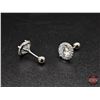 Image 5 : Pair Sterling Silver 925 Marked Stud Earrings (Threaded Post - Screw On/Off) Contains 40 Shared Pron