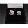 Image 3 : Pair 925 Sterling Silver Stud Earrings w/Friction Posts : 40 Shared Prong set Round Cut Cubic Zircon