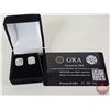 Image 5 : Pair 925 Sterling Silver Stud Earrings w/Friction Posts : 40 Shared Prong set Round Cut Cubic Zircon