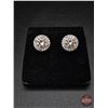 Image 1 : Pair 925 Sterling Silver Combination Cast & Assembled Earrings w/Friction Posts : Two Prong Set Roun