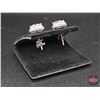 Image 4 : Pair 925 Sterling Silver Combination Cast & Assembled Earrings w/Friction Posts : Two Prong Set Roun