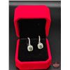 Image 1 : Pair Sterling Silver Cast & Assembled Drop Style Earrings w/Bluish-Green Moissanite : Total Weight 1