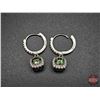 Image 3 : Pair Sterling Silver Cast & Assembled Drop Style Earrings w/Bluish-Green Moissanite : Total Weight 1