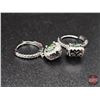 Image 4 : Pair Sterling Silver Cast & Assembled Drop Style Earrings w/Bluish-Green Moissanite : Total Weight 1
