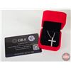 Image 7 : Sterling Silver Combination Cast & Assembled Cross Pendant : 11Prong Lt. Blue Moissanite Stones (1.2