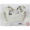 Image 4 : Designer Purse : MAXX New York : Leather : Ivory (New Old Stock) c/w Cloth Storage Bag  (10"H x 15"W