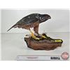 Image 2 : Wooden Sculpture of Hawk Perched on Log  (11"H x 19"W x 8"D)