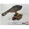 Image 3 : Wooden Sculpture of Hawk Perched on Log  (11"H x 19"W x 8"D)