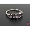 Image 4 : Vintage Ring (From Estate): w/Five Unknown Purple Stones : Size 9 (Sterling .925)