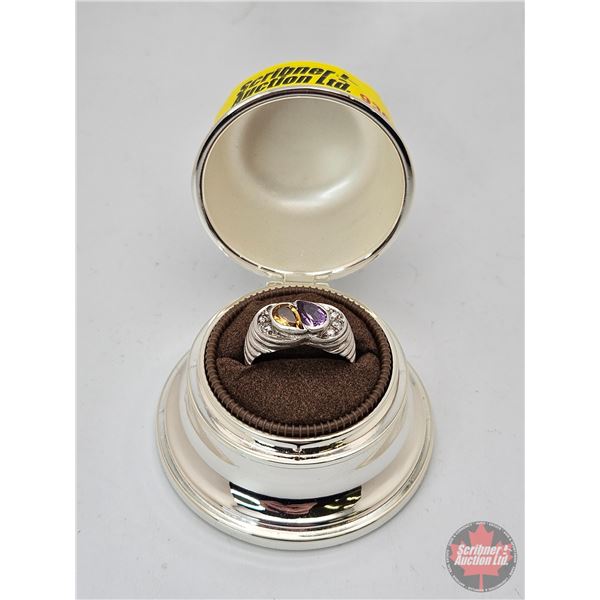 Vintage Ring (From Estate) : w/Unknown Stones : Size 6 (Sterling .925 PEER)