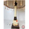 Image 4 : Pair of Marble Table Lamps with Fringe (28"H)